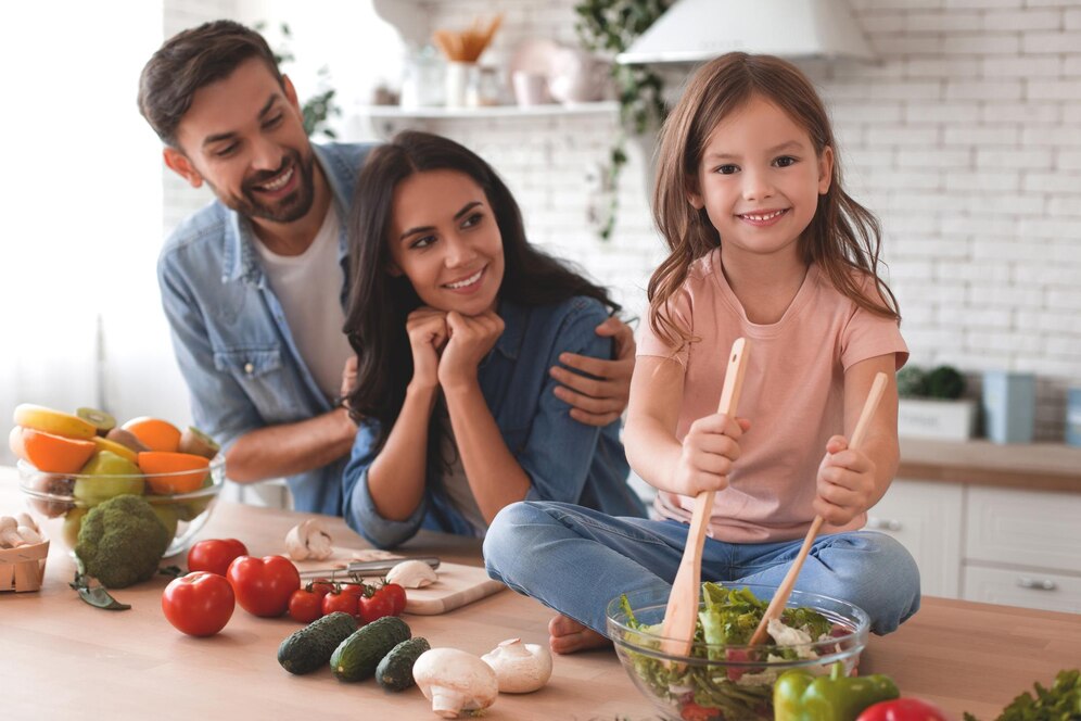 harvest joy - family enjoying preparing vegetables